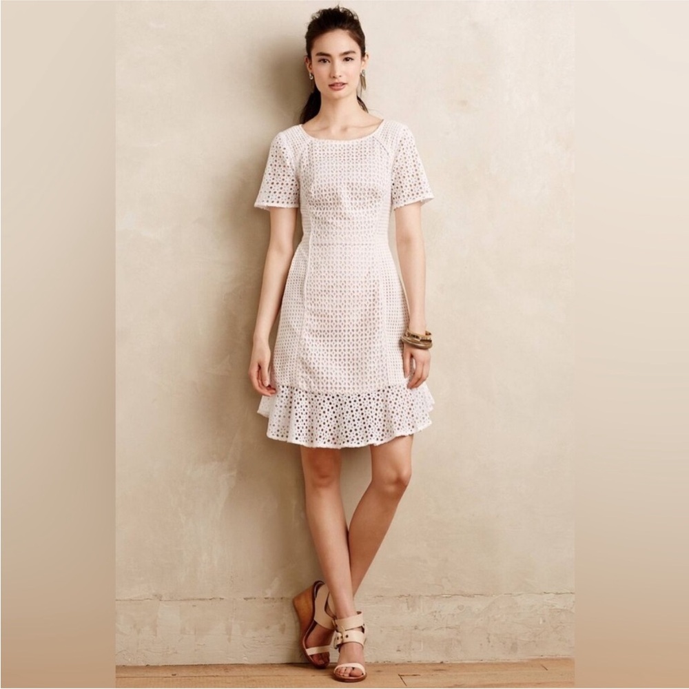 Anthropologie White Eyelet Midi Dress